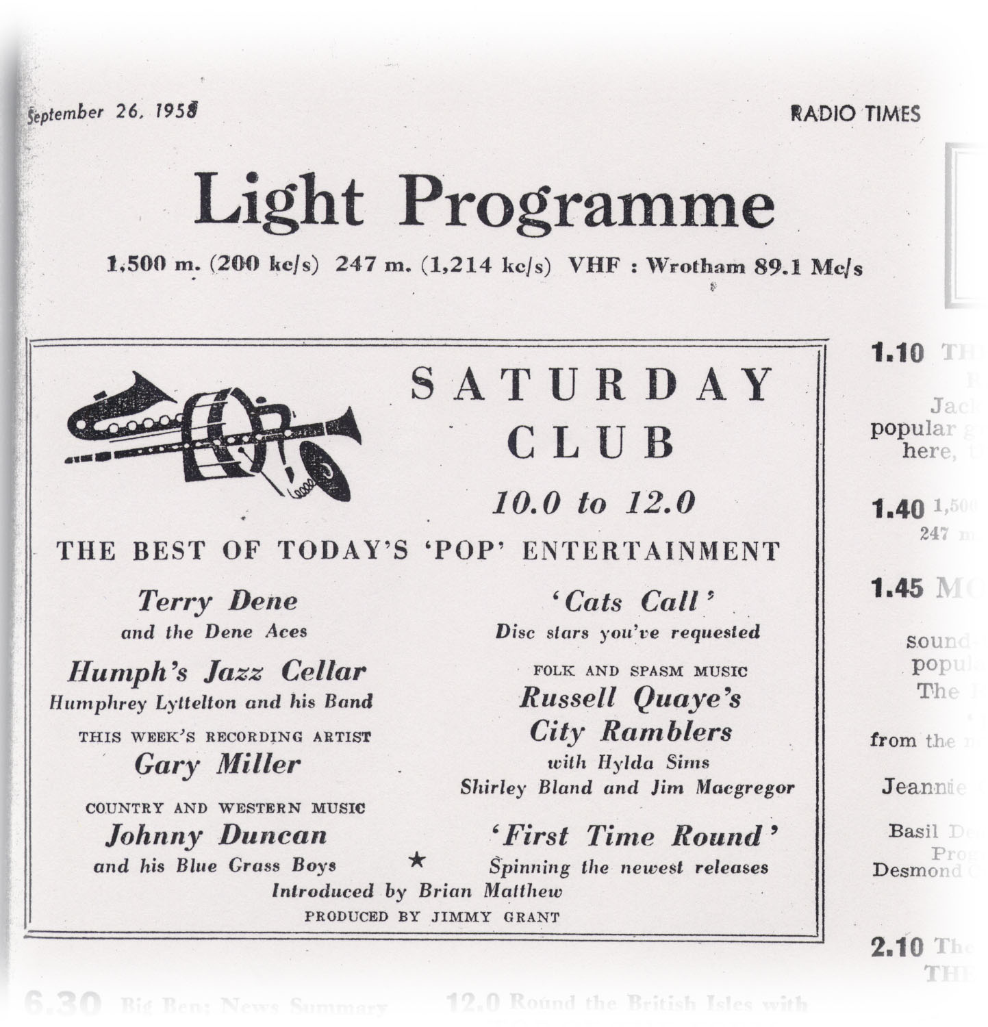 Radio Times listing